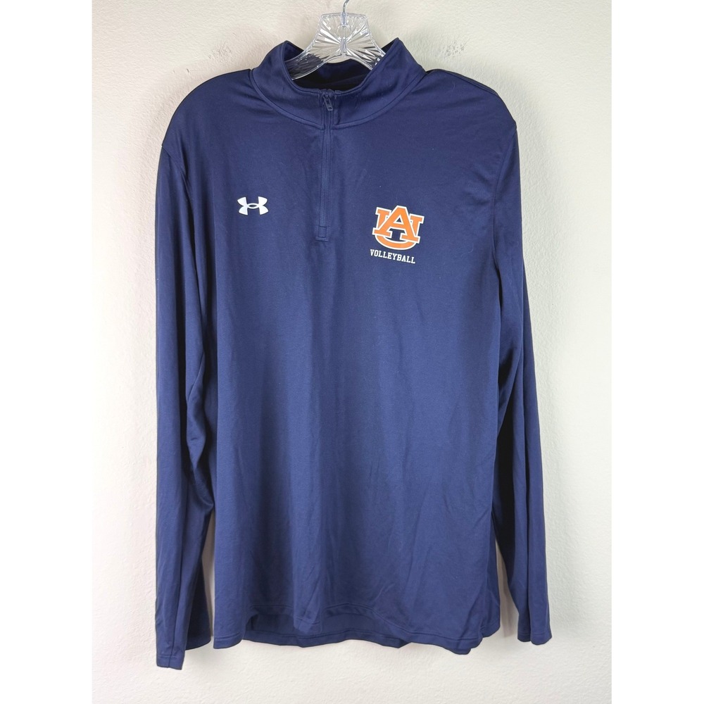 Under Armour Pullover Mens Large Auburn Volleyball Quarter Zip Navy Blue